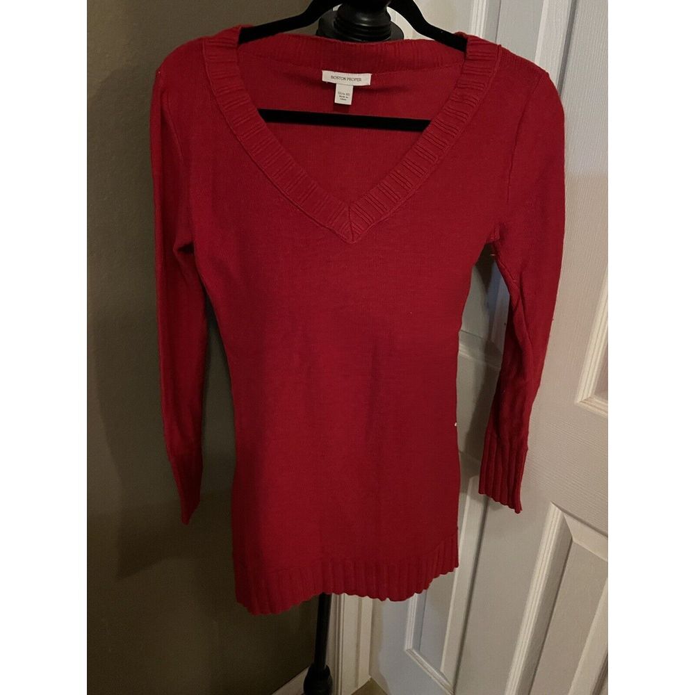 Boston Proper Red XS V Neck Sweater